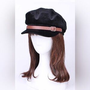 Velour Newsboy Hat Cap